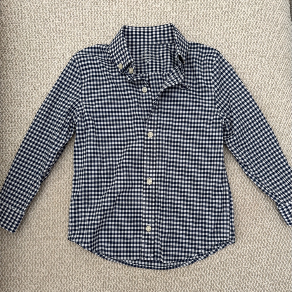 Toddler Boy Vineyard Vines Navy Gingham Performance Button Down